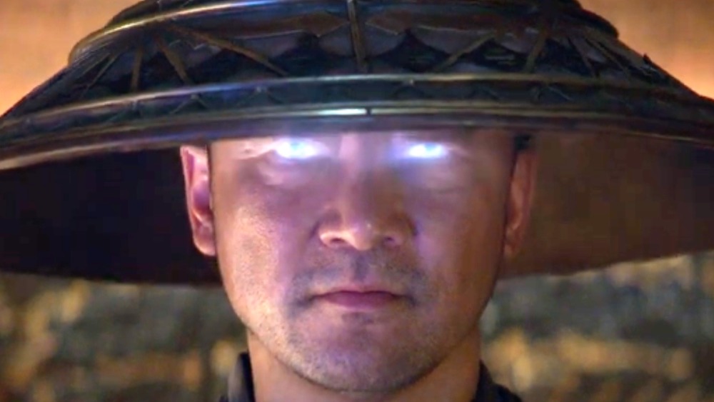 Raiden with glowing blue eyes