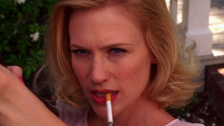 Betty Draper smoking cigarette