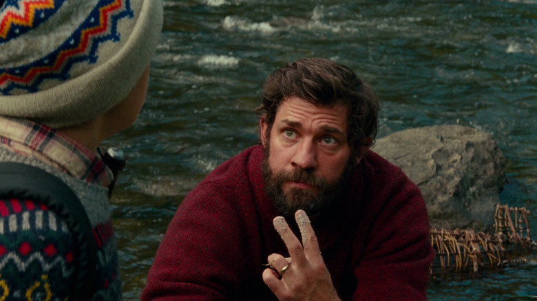 Lee Abbot uses sign language