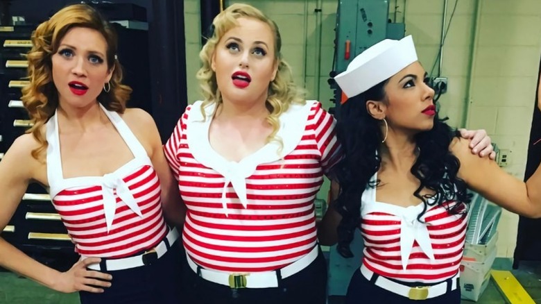 Chloe, Amy, and Flo in sailor outfits in "Pitch Perfect 3" (2017)