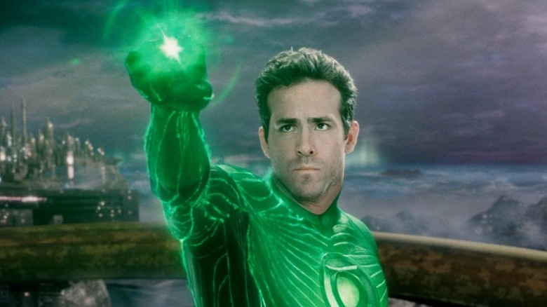 Ryan Reynolds punches his ring aloft in "Green Lantern" (2011)