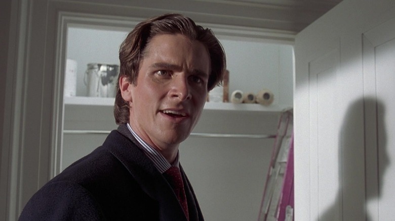 Patrick looking confused in American Psycho (2000)