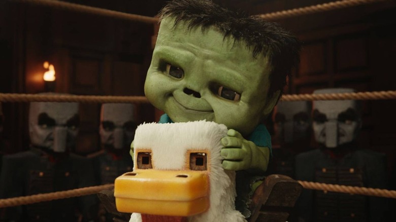 Chicken jockey in a wrestling ring in 