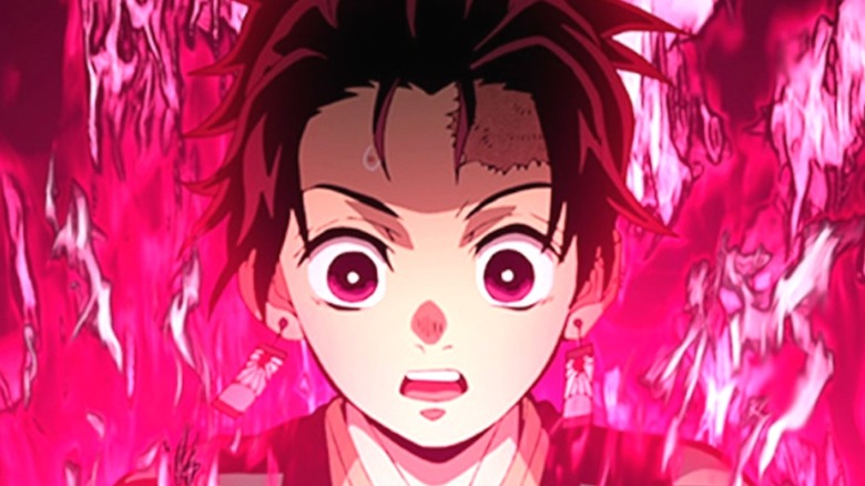 Tanjiro surrounded by pink energy