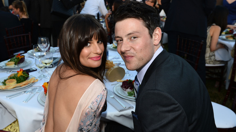 Cory Monteith posing with Lea Michele