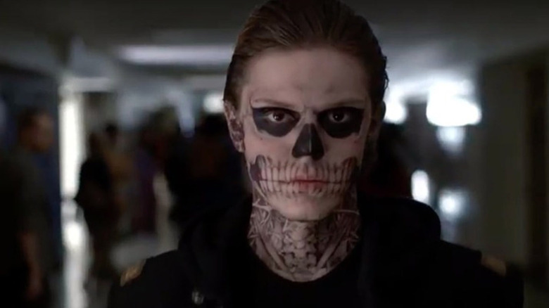 Tate wears skeleton makeup