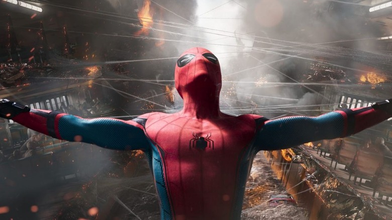 Spider-Man holds the ferry together in "Spider-Man: Homecoming" (2017)