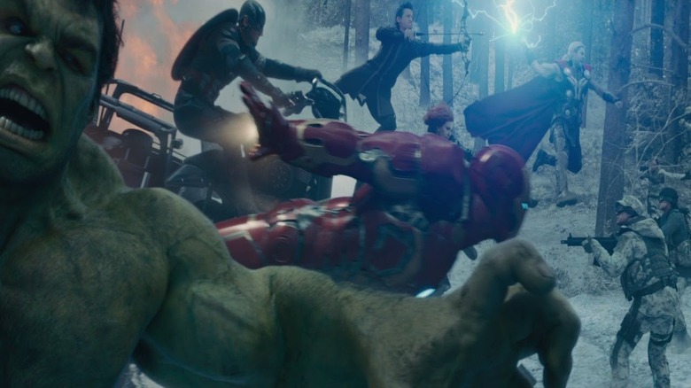 The Avengers go into battle in "Avengers: Age of Ultron" (2015)