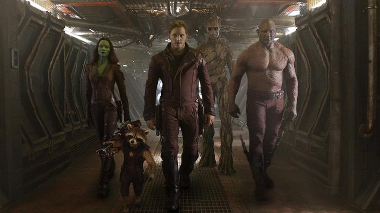 The Guardians of the Galaxy assemble in "Guardians of the Galaxy" (2014)