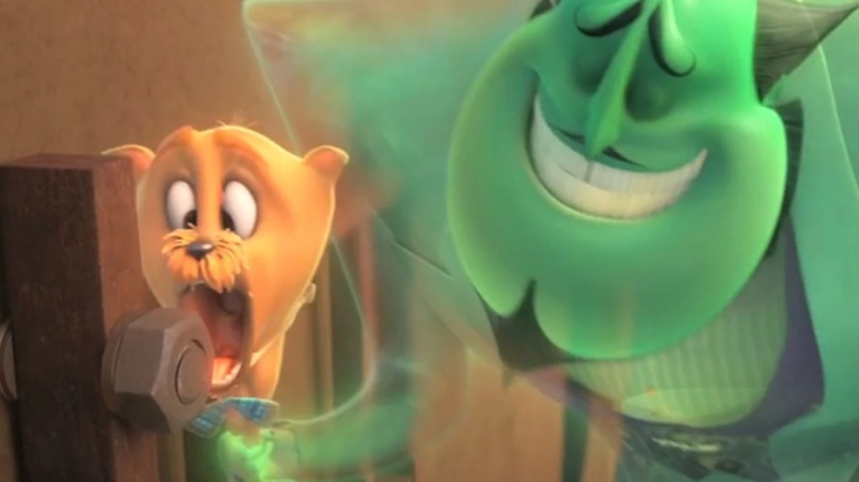B.O.O.'s ghostly villain using his dog for wicked means