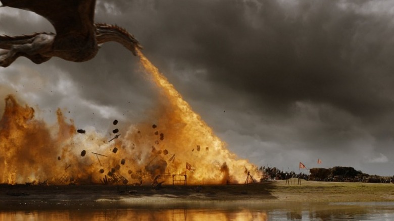 Dragon spitting fire Game of Thrones