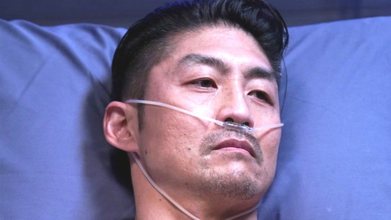 Brian Tee with oxygen tube in nose