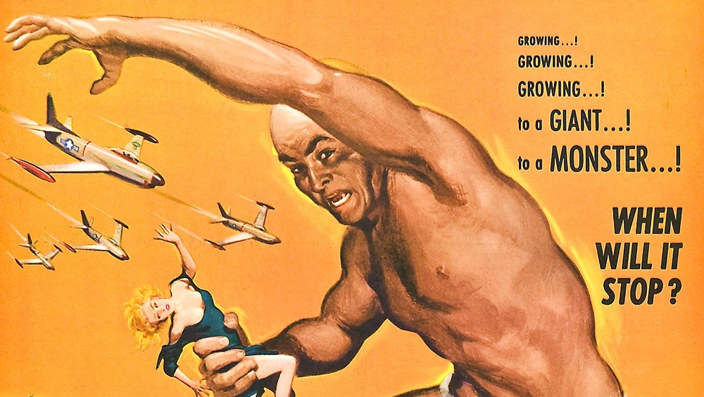 Giant carries woman fights airplanes