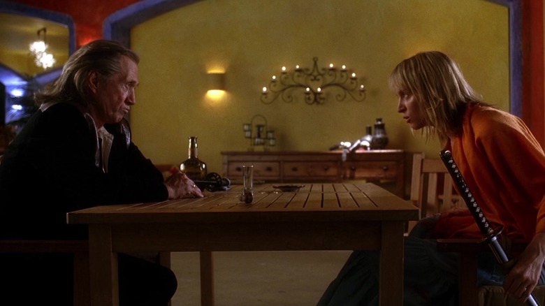 David Carradine and Uma Thurman in Kill Bill: Volume 2