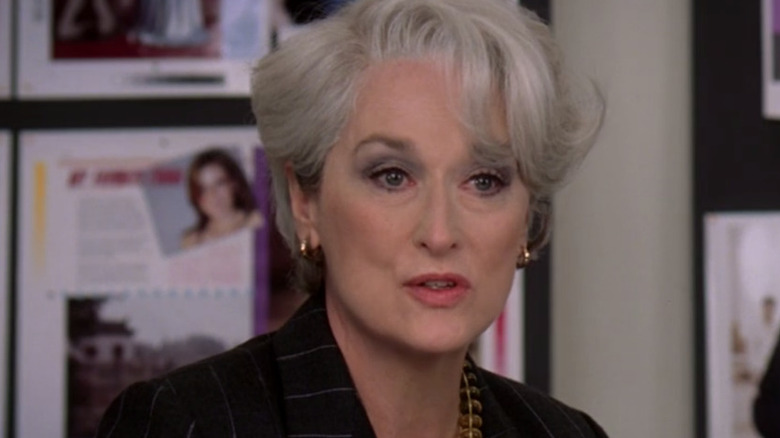   Geërgerde Meryl Streep mond gedeeltelijk open
