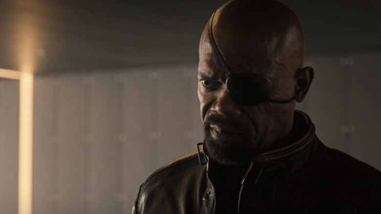 Nick Fury sternly talking
