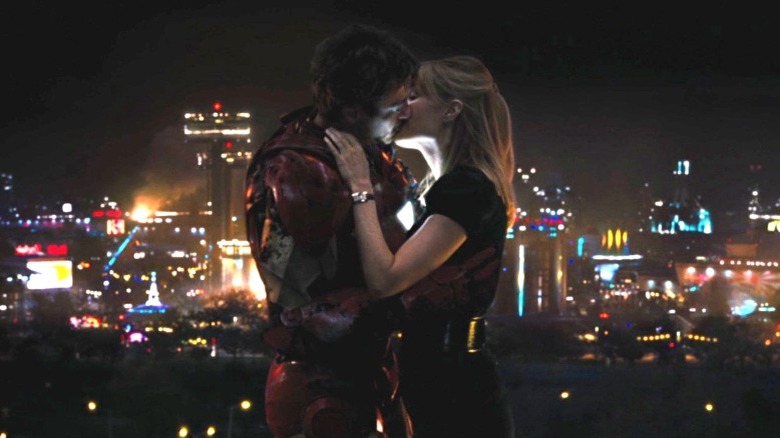 Robert Downey Jr. as Tony Stark and Gwenyth Paltrow as Pepper Potts in Iron Man 2