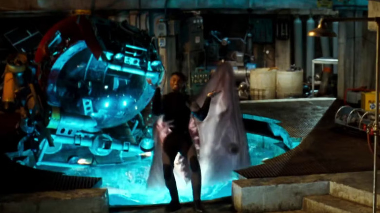 Russell getting eaten by shark