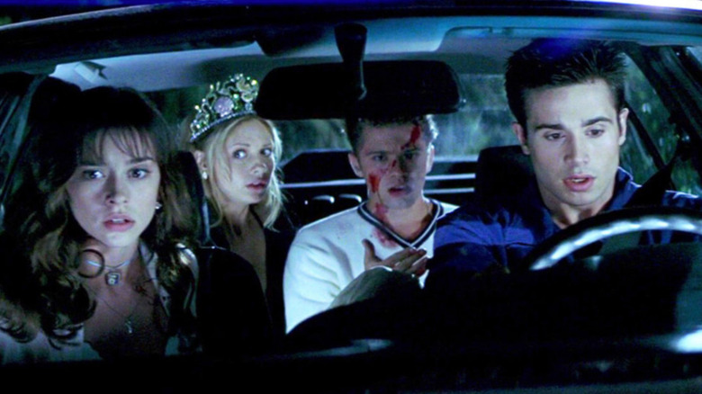 Teen characters in car after crash