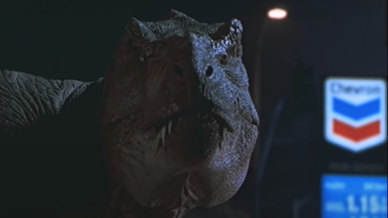 Tyrannosaurus-rex Chevron gas sign