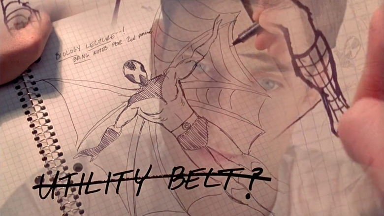 Peter Parker designing his suit