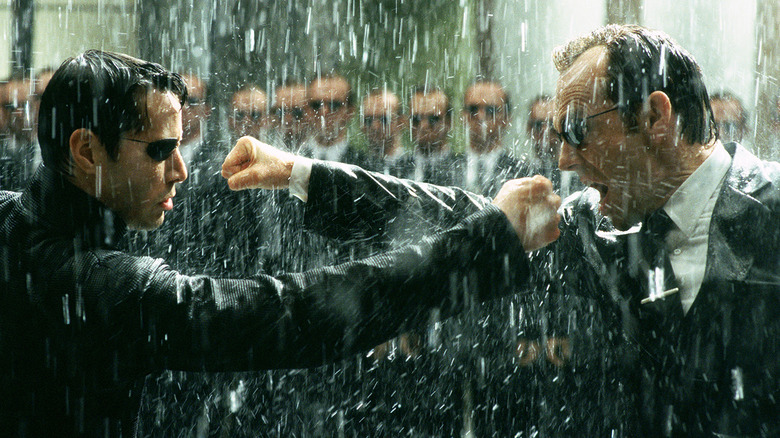Keanu Reeves and Hugo Weaving in The Matrix Revolutions