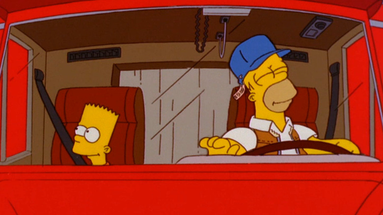 Bart and Homer drive a truck in "Maximum Homerdrive" (1999)