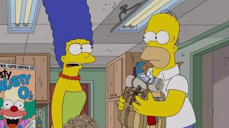 Marge Simpson looking worriedly at Homer in "Homer Goes to Prep School" (2013)
