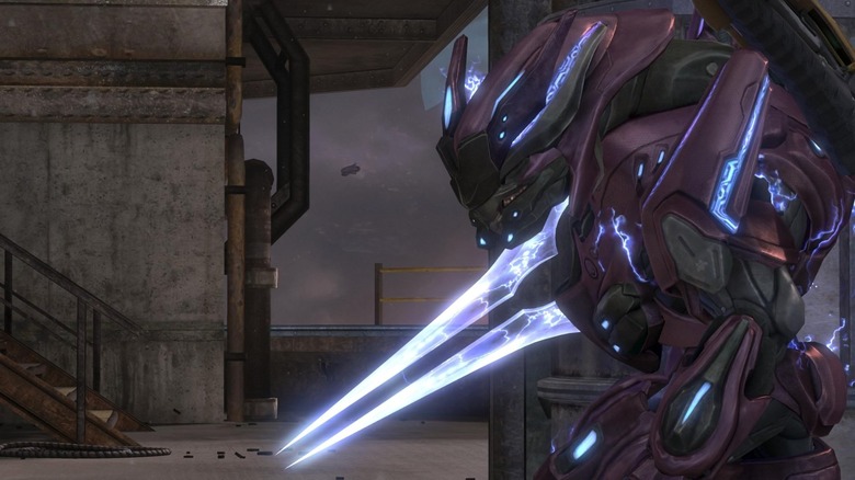 An alien holds an energy sword