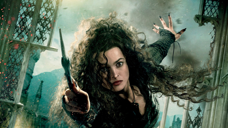 Bellatrix brandishing her wand