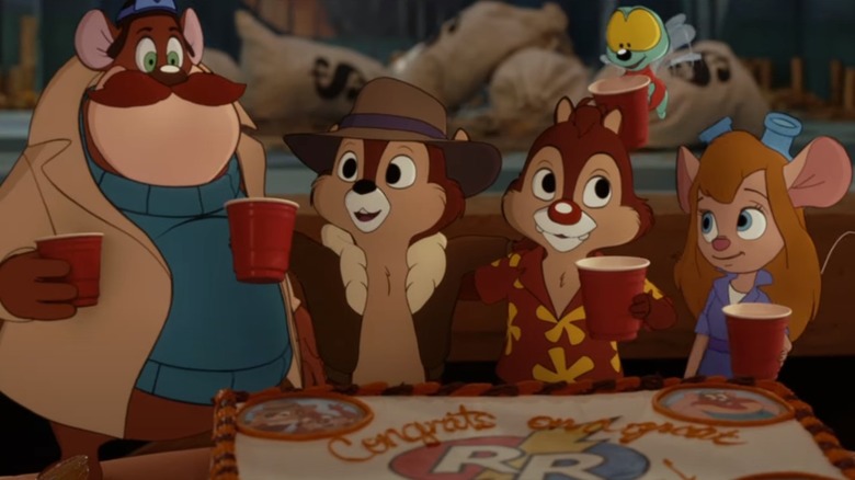 The Chip 'n Dale: Rescue Rangers cast partying