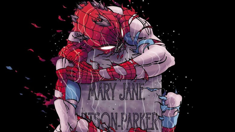 Spider-Man weeps over Mary Jane's death