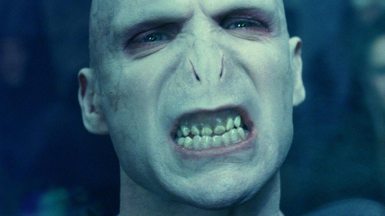 Voldemort baring teeth menacingly