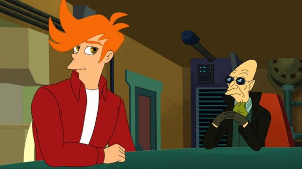 Fry and Professor Farnsworth in anime style on Futurama