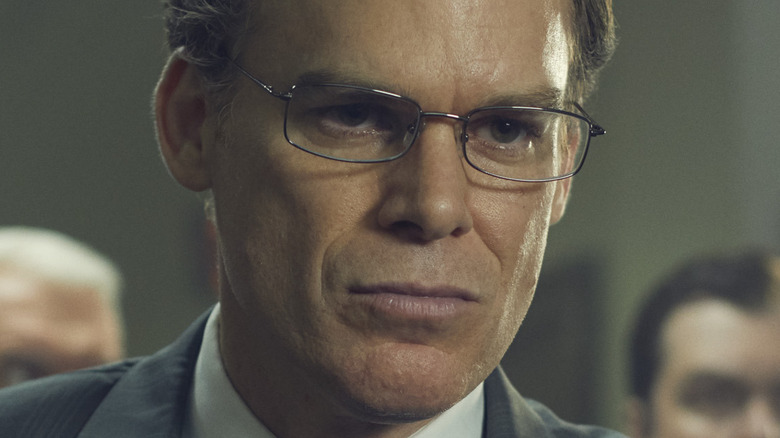 Michael C. Hall looking stern