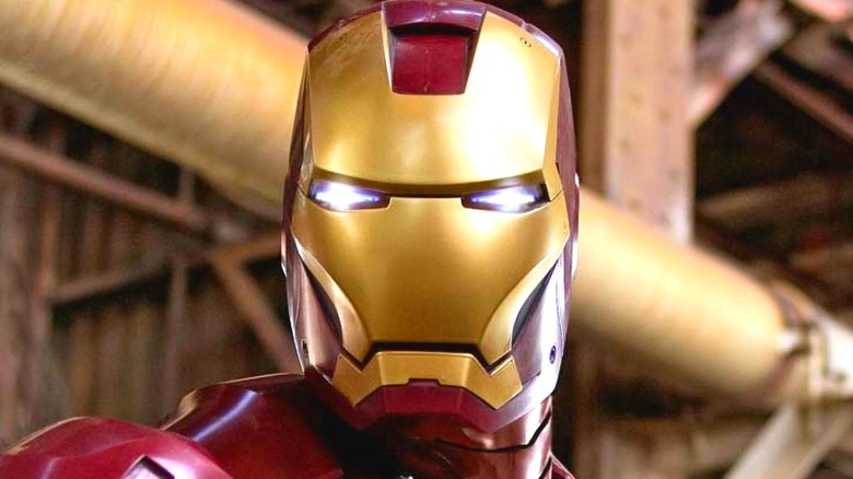 Iron Man's helmet staring ahead