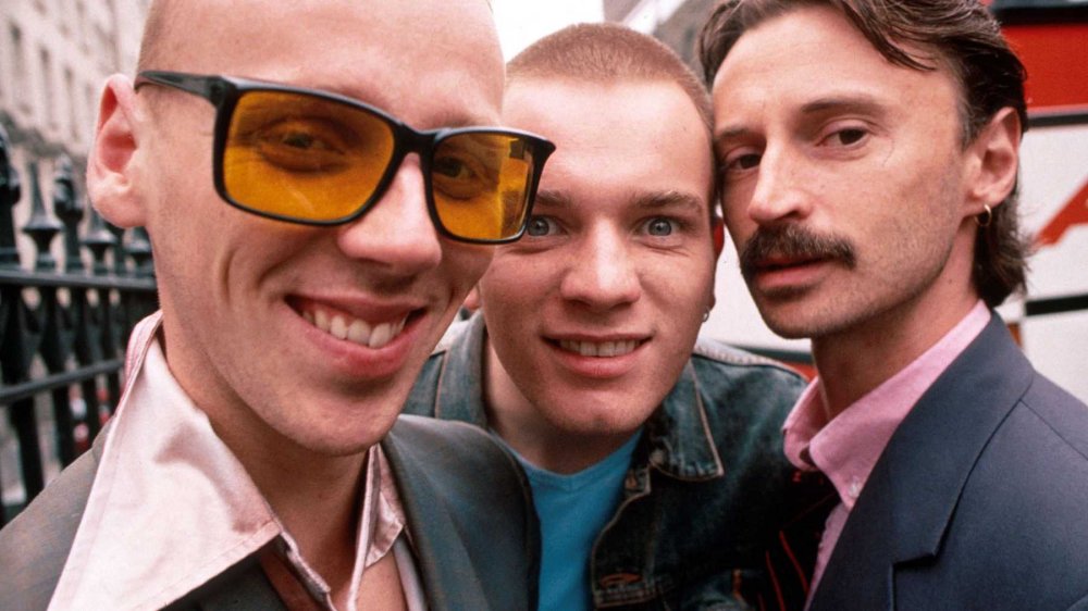 Ewen Bremner, Ewan McGregor, and Robert Carlyle as Spud, Renton, and Bigbie in Trainspotting