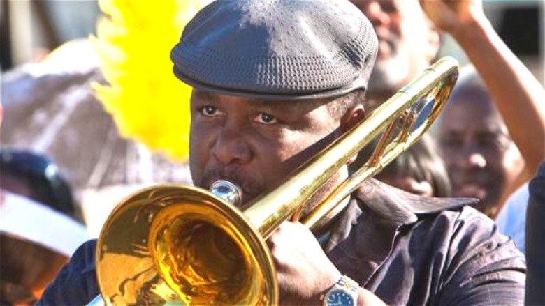 Wendell Pierce plays trombone