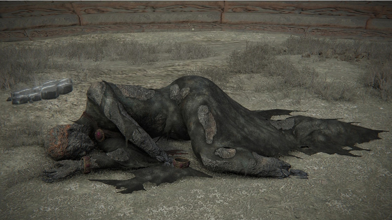 A burnt corpse of Ranni seen in-game