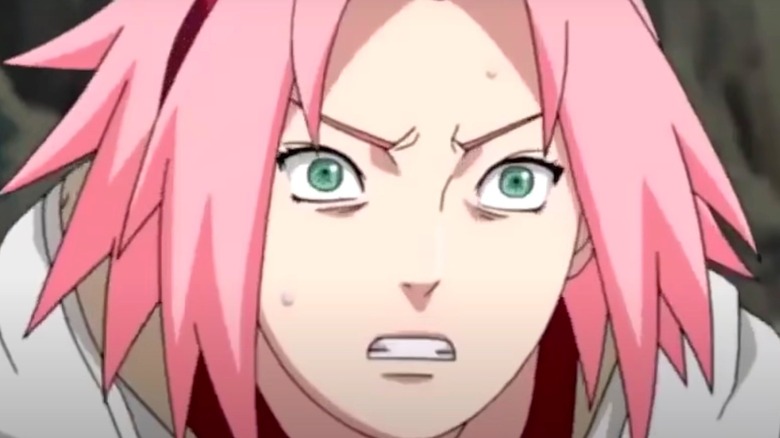 Sakura Haruno appearing worried