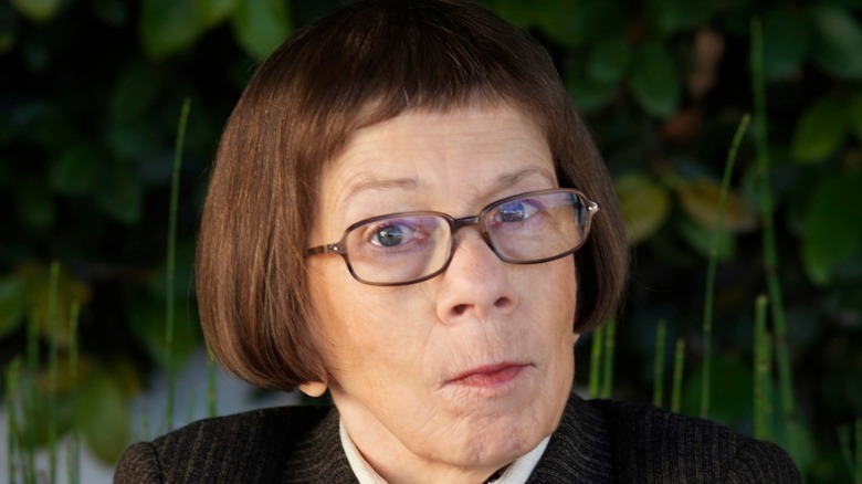 Linda Hunt pursing lips