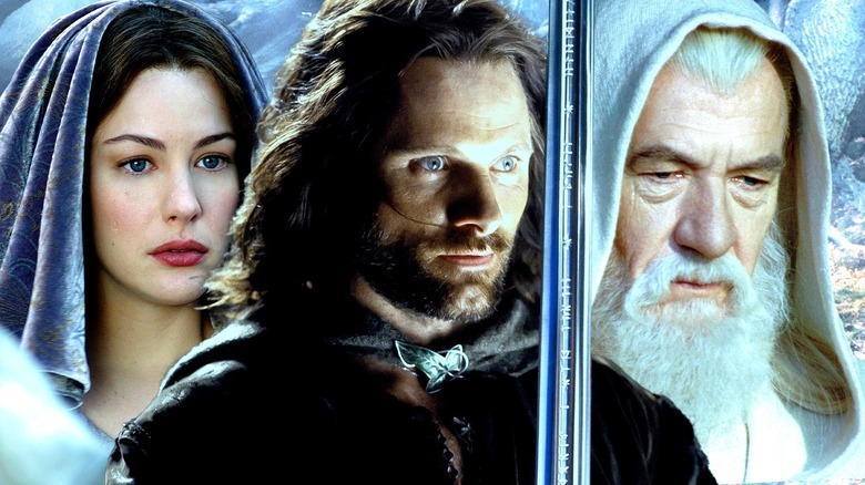 Arwen, Aragorn, and Gandalf