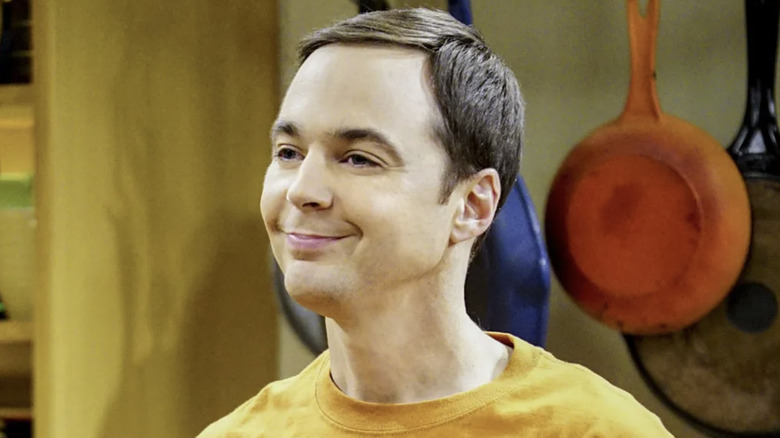 Sheldon Cooper smiling on 