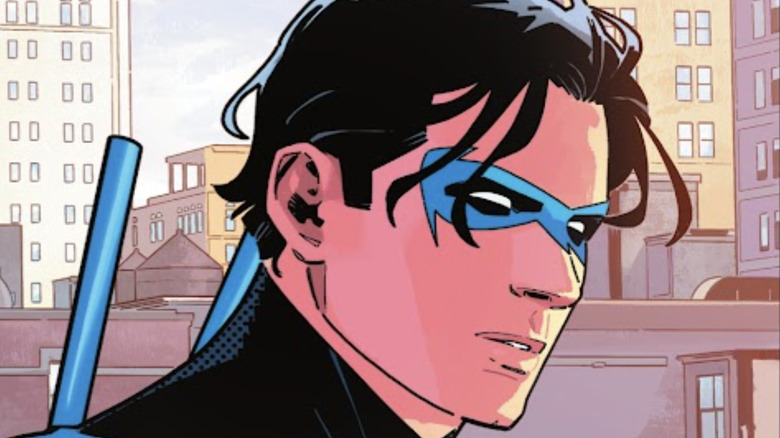 Nightwing on a rooftop