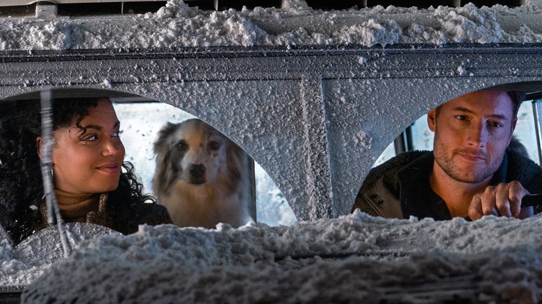 Barrett Doss and Justin Hartley driving