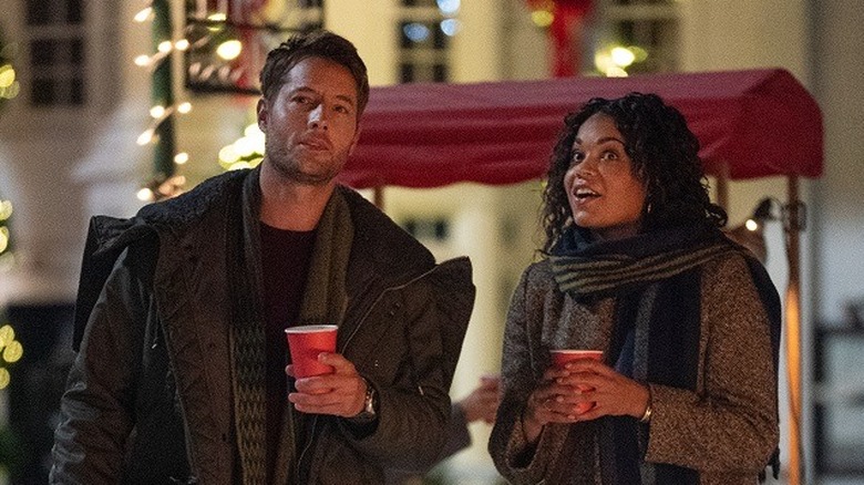Justin Hartley and Barrett Doss smiling