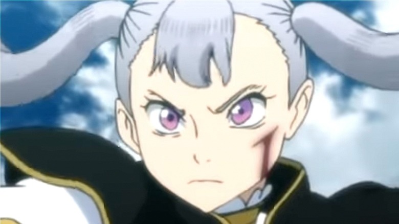 Noelle has a fierce look on her face 