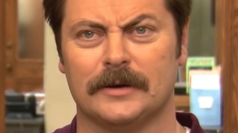 Ron Swanson looking confused