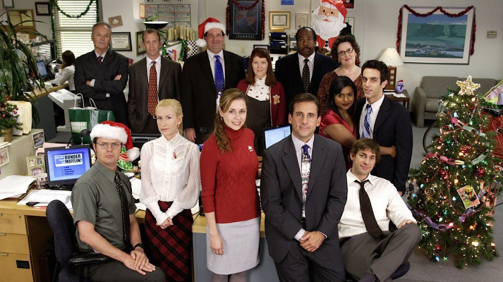 Cast of The Office at a Christmas party