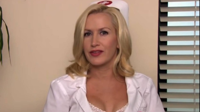 Angela in a nurse outfit
